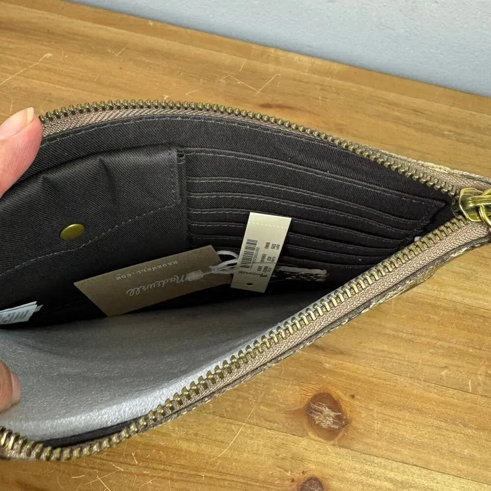 New Madewell The Leather Pouch Clutch: Snake Embossed Edition in Moonstone Multi